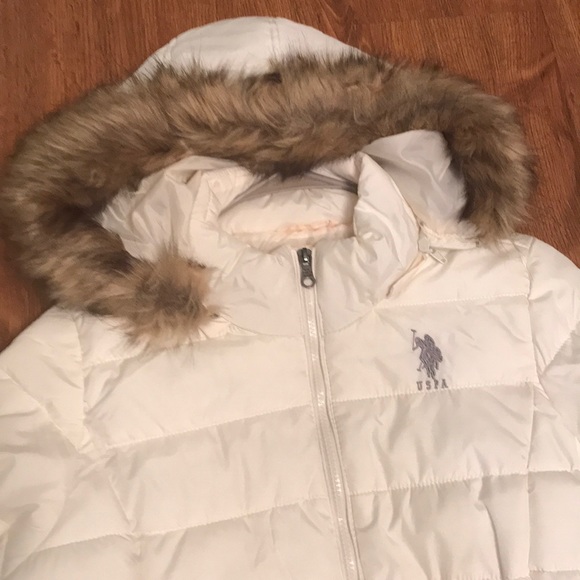 US Polo Assn White Puffer Fur Coat - Picture 5 of 6